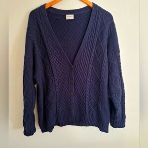 Sunday Best Navy Cable Knit Cardigan Sweater